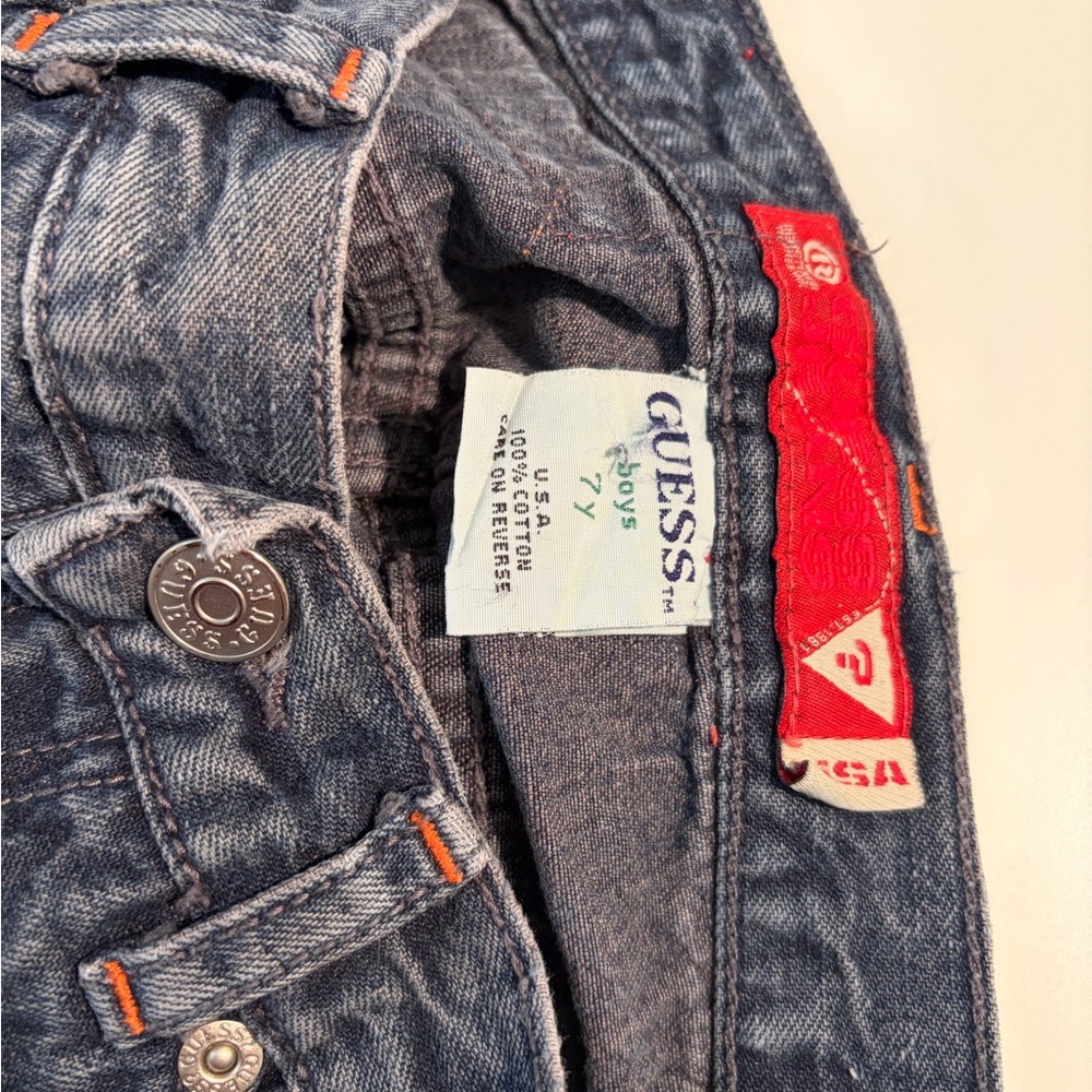 Guess Kids Blue Denim Jeans with Orange Stitching size 7Y